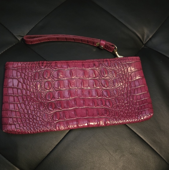 Brahmin Magenta Crocodile Embossed Wristlet